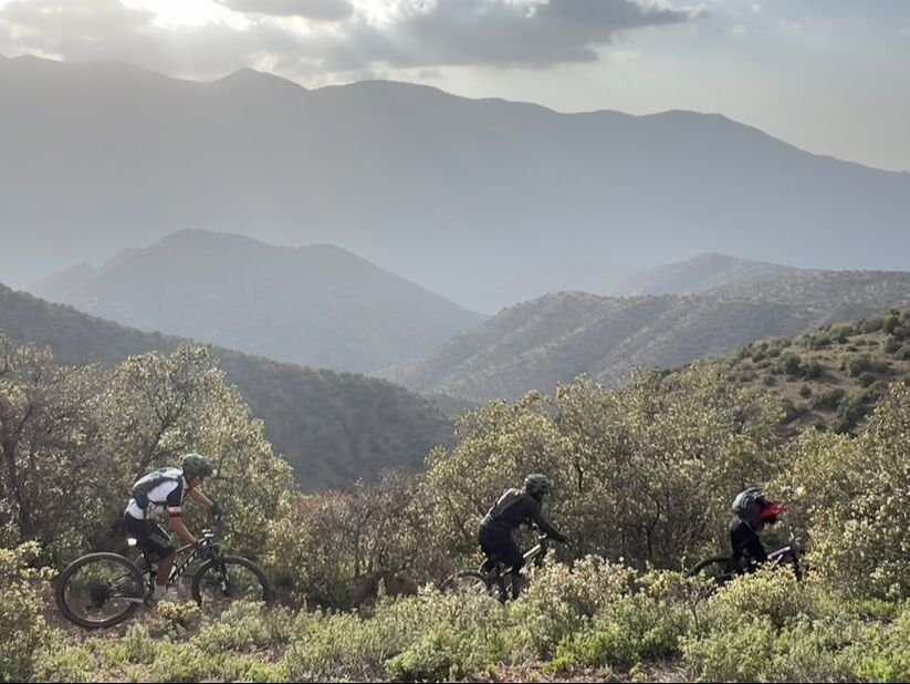 Cyclists enjoying accessible e-bike adventure in Morocco's High Atlas Mountains